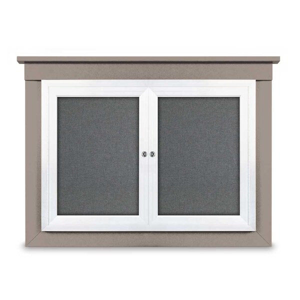 36"x36" 1-Door Enclosed Letterboard, Blue Vinyl/Lt Oak